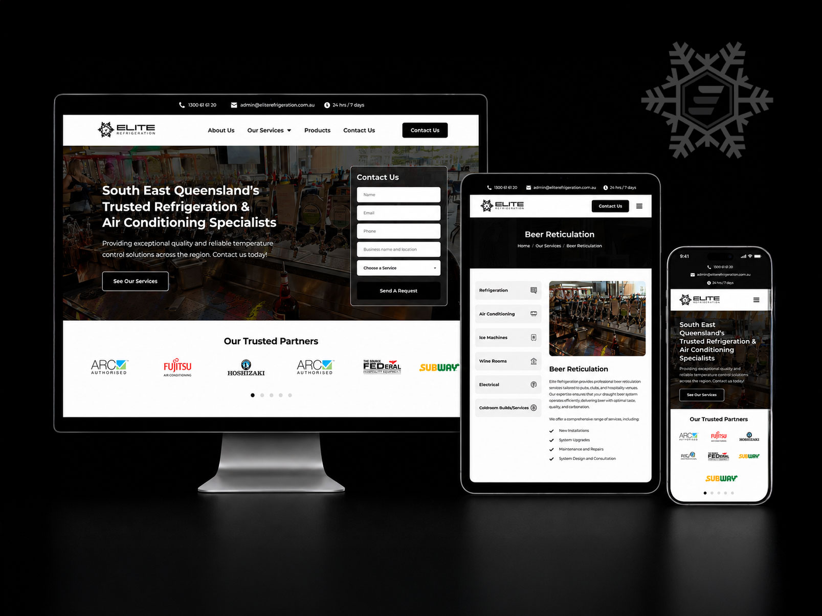 Web and landing page design for Elite Refrigeration — Graphiker