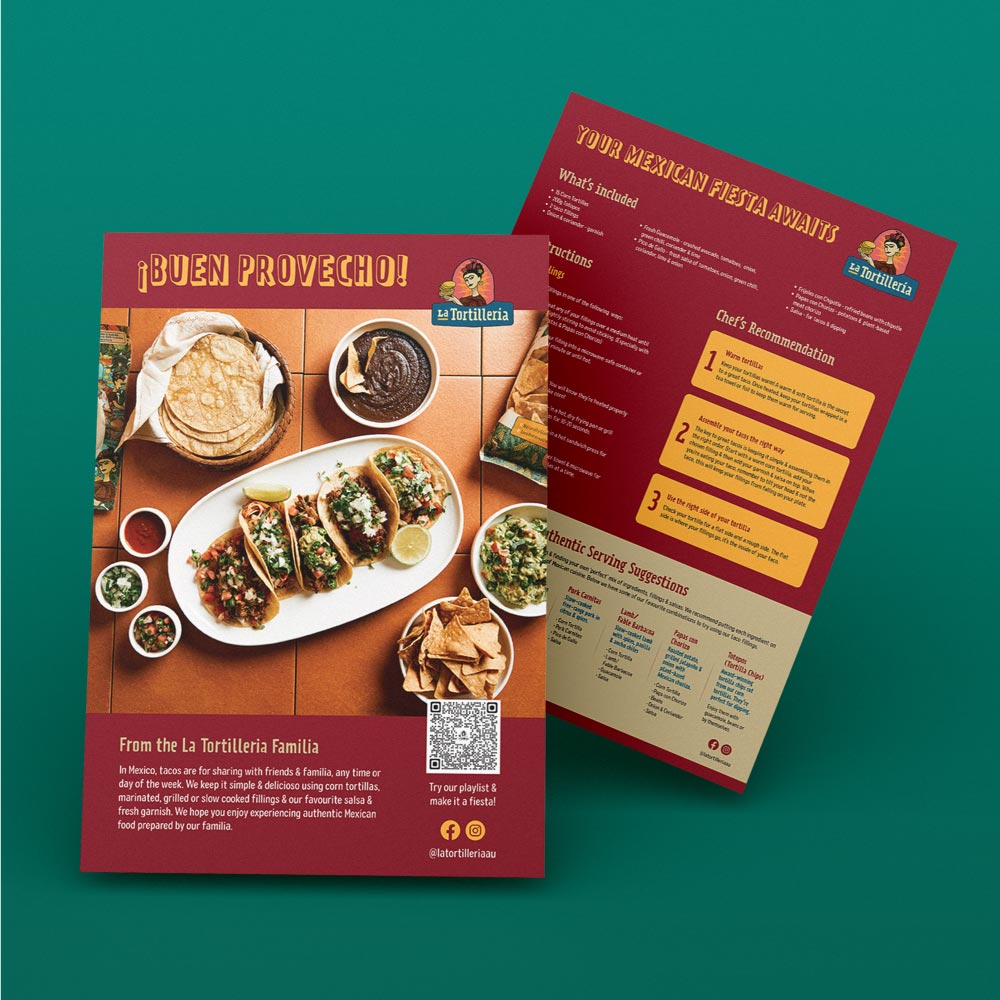 Print and marketing collateral design for La Tortilleria — Graphiker